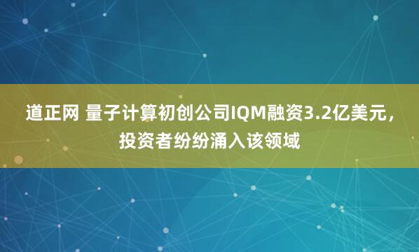道正网 量子计算初创公司IQM融资3.2亿美元，投资者纷纷涌入该领域